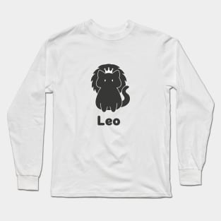 Leo Cat Zodiac Sign with Text (Black and White) Long Sleeve T-Shirt